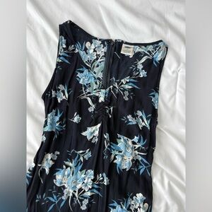 Vintage Y2K blue floral tank strap slip dress size 6